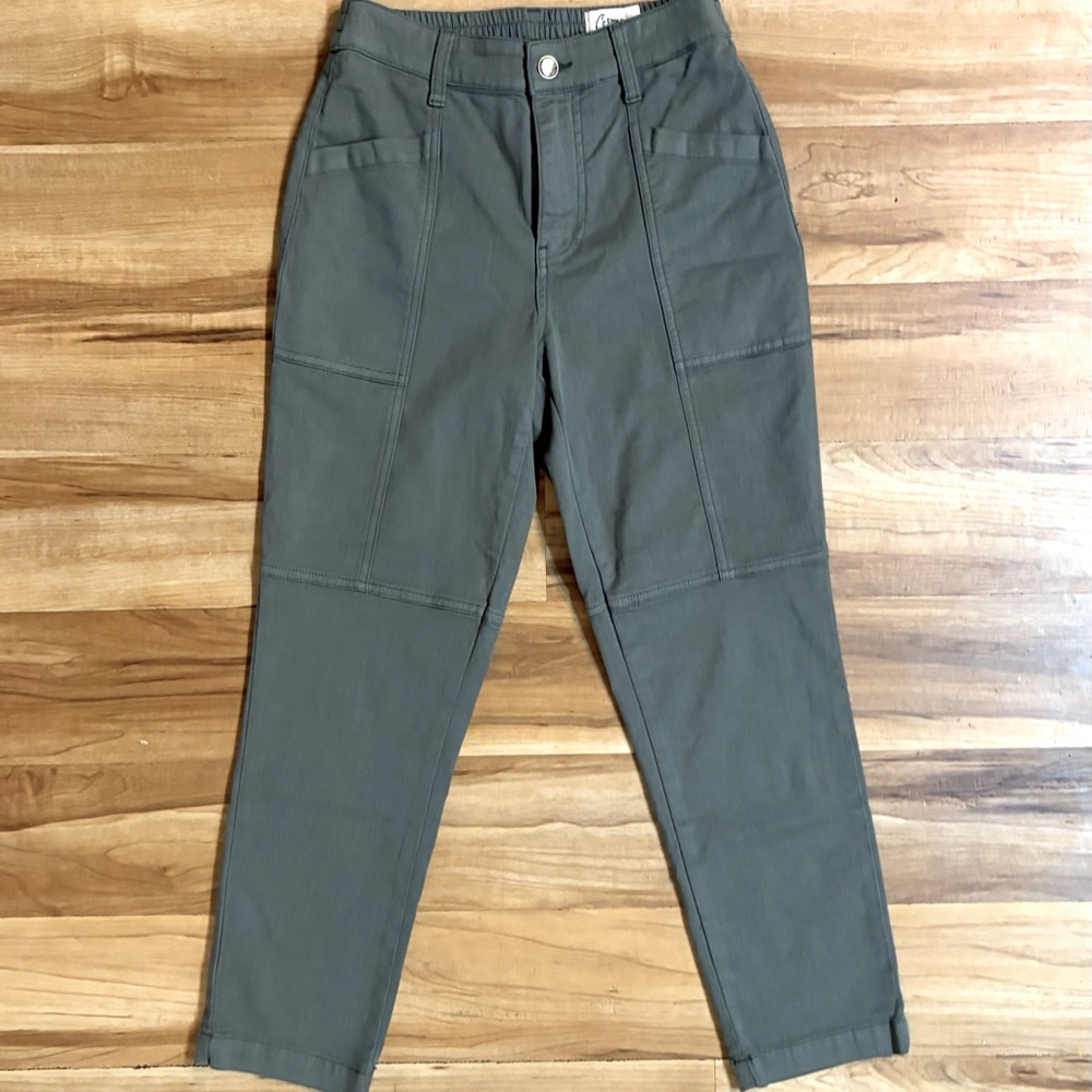 Cosmic Blue Love, Marin Utility Straight Leg Ankle Pants, Olive Green, Size 25P